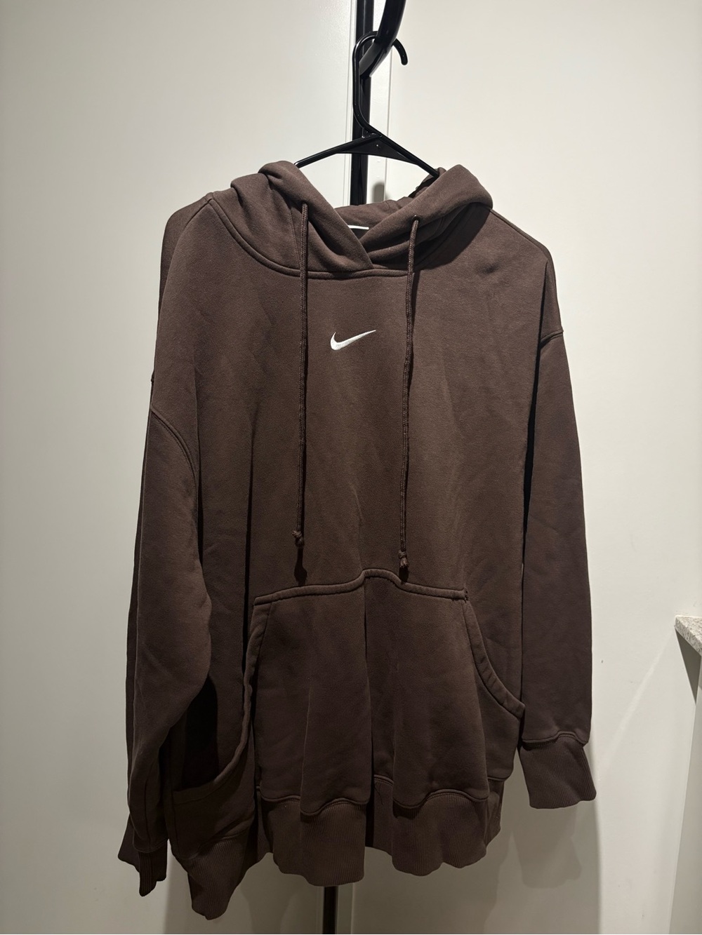 Nike Brown Pullover Hoodie with White Swoosh